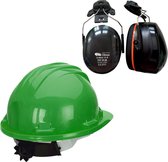 Veiligheidshelm RG5 met Oorkappen - Groen - Verstelbaar met Draaiknop - Oorkappen helm – Gehoorbescherming
