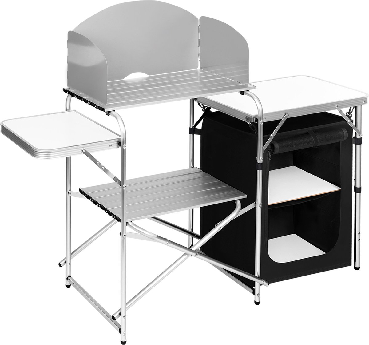 Campingkasten, outdoor, opvouwbare campingkeuken met aluminium frame