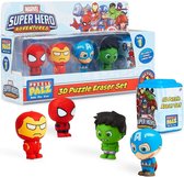 Marvel - Super Hero adventures - Spiderman - Iron Man - Hulk - Captain America - 3D Puzzle Eraser - Mini Funko Pop + 1 Secret Figurine