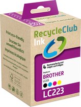 RecycleClub inktcartridge - Inktpatroon - Geschikt voor Brother - Alternatief voor Brother LC-223 Zwart 13ml Cyan Blauw 8ml Magenta Rood 8ml Yellow Geel 8ml - Multipack - 4-pack