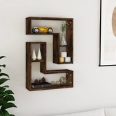vidaXL Étagères murales 2 pcs - Chêne fumé 50x15x50 cm Étagère flottante - Étagère en bois - Étagère murale - Espace de rangement - Article décoratif