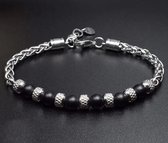 Sorprese armband - Dotted Stone - armband heren - kralen - zwart - karabijnsluiting - 19-22 cm - cadeau - Model K