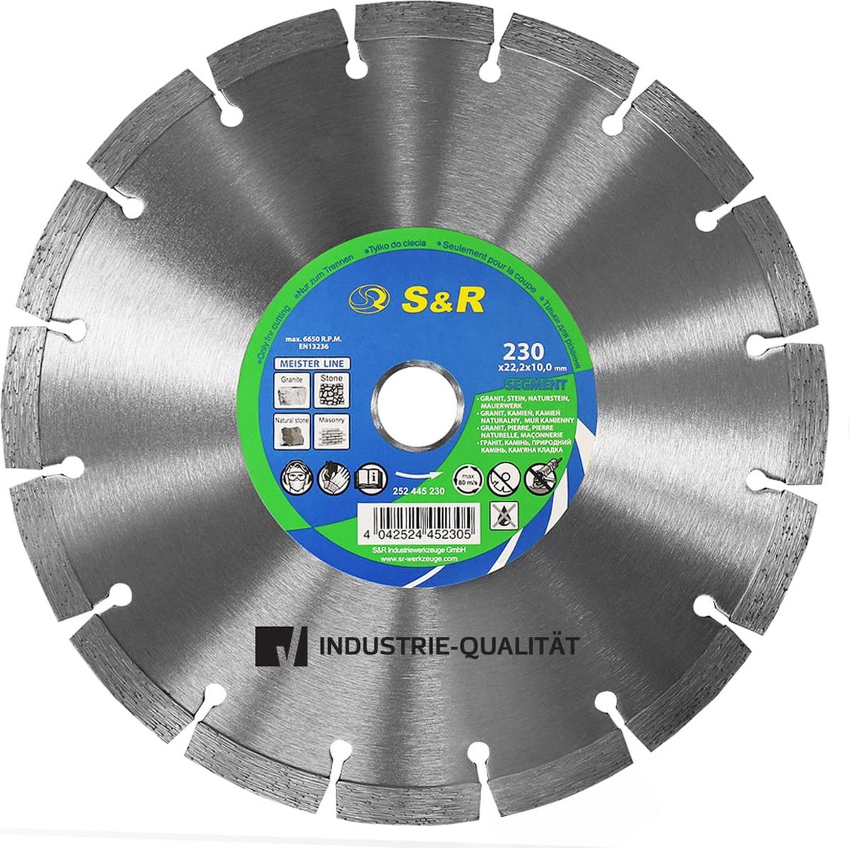 diamantdoorslijpschijf, slijpschijf 125 mm/230 mm, lasergelast, voor het snijden van graniet, steen, natuursteen, marmer en metselwerk.