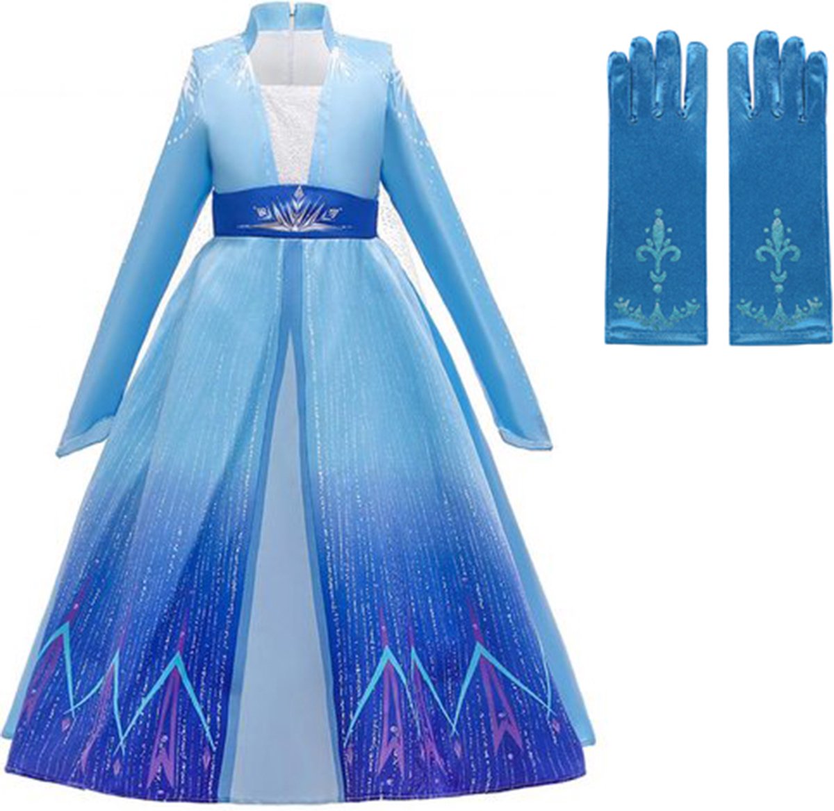 Frozen prinsessenjurk - Prinsessenjurk meisje - Verkleedjurk - Elsa jurk - Het Betere Merk - Prinsessen Verkleedkleding - 122/128 - Handschoenen - Cadeau meisje