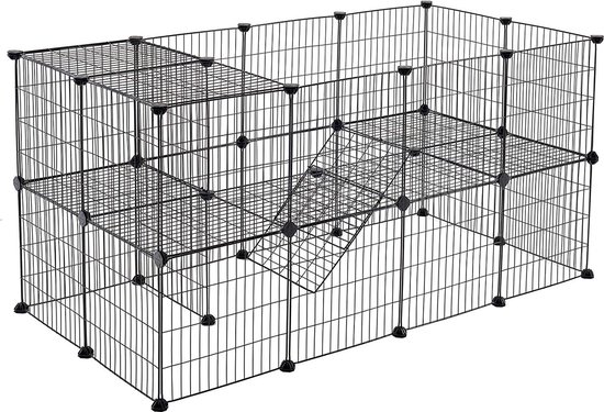 ACAZA Modelaire Ren voor Huisdieren - 2 Niveaus - Konijnenren - Hamster - 143 x 73 x 71 cm