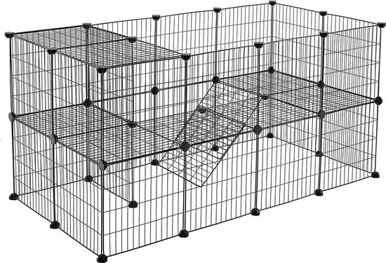 Foto: Acaza modelaire ren voor huisdieren 2 niveaus konijnenren hamster 143 x 73 x 71 cm