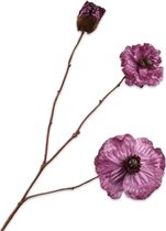Silk-ka Kunstbloem-Zijden Bloem Klaproos Tak Paars 72 cm Voordeelaanbod Per 2 Stuks
