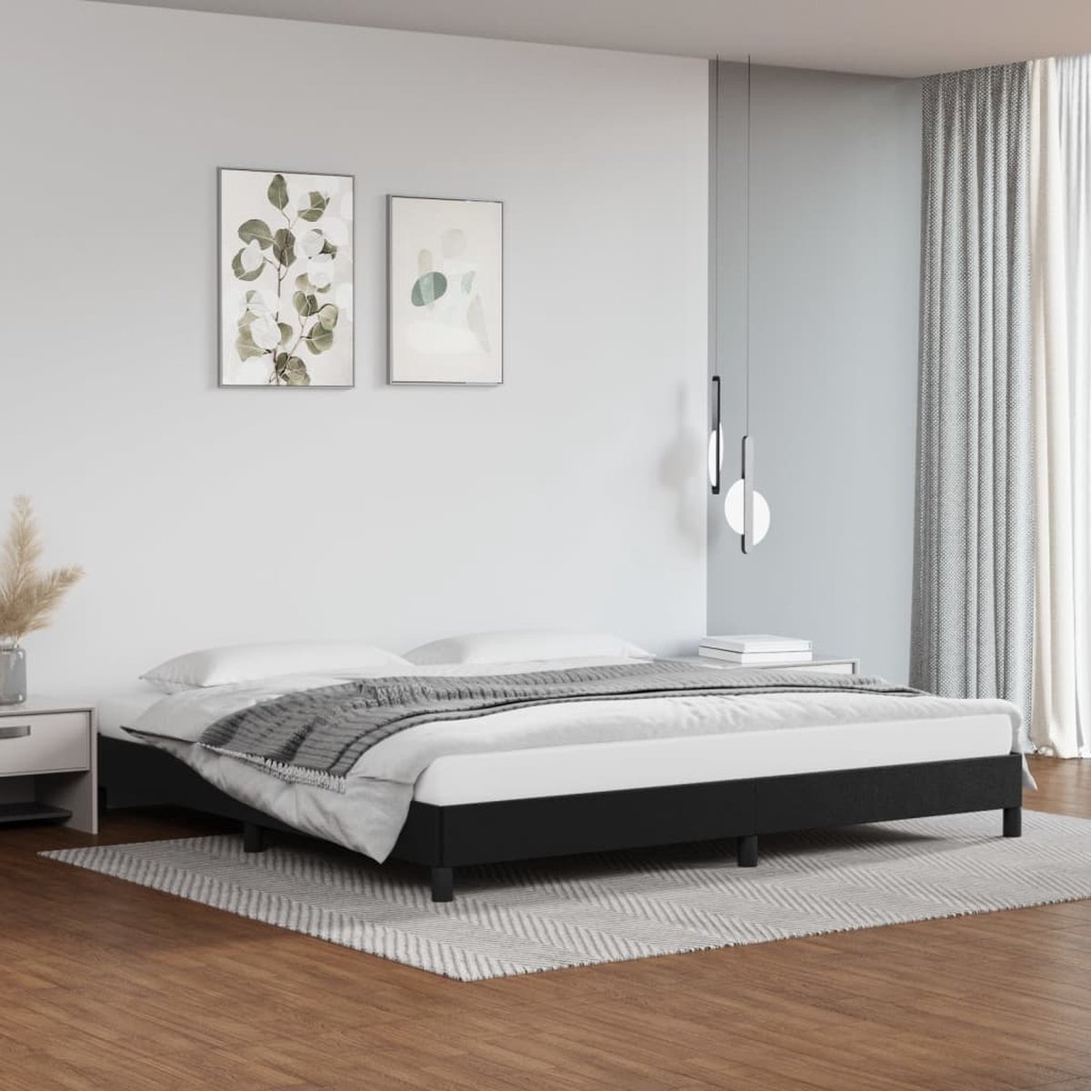 vidaXL - Bedframe - kunstleer - zwart - 200x200 - cm