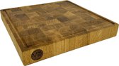 Blocks & Boards - Butcher Block VD5 - Kopshouten Hakblok - Handgemaakt in Nederland van 100% massief Eiken - Afm. 38x38x5cm Met Sapgoot