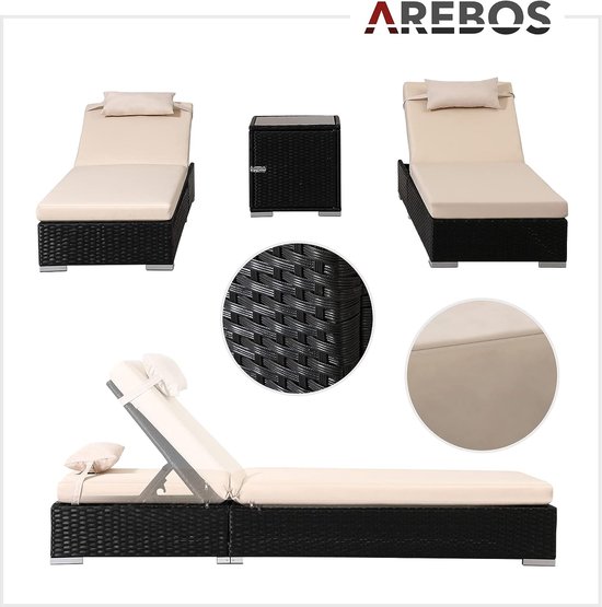 AREBOS Ensemble de Table de Camping Pliante Aspect rotin Tente à bière