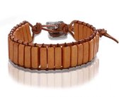 Bracelet Sorprese - Chakra - bracelet homme - cuir - marron - fermoir couleur argent - 17 cm - cadeau - Modèle J