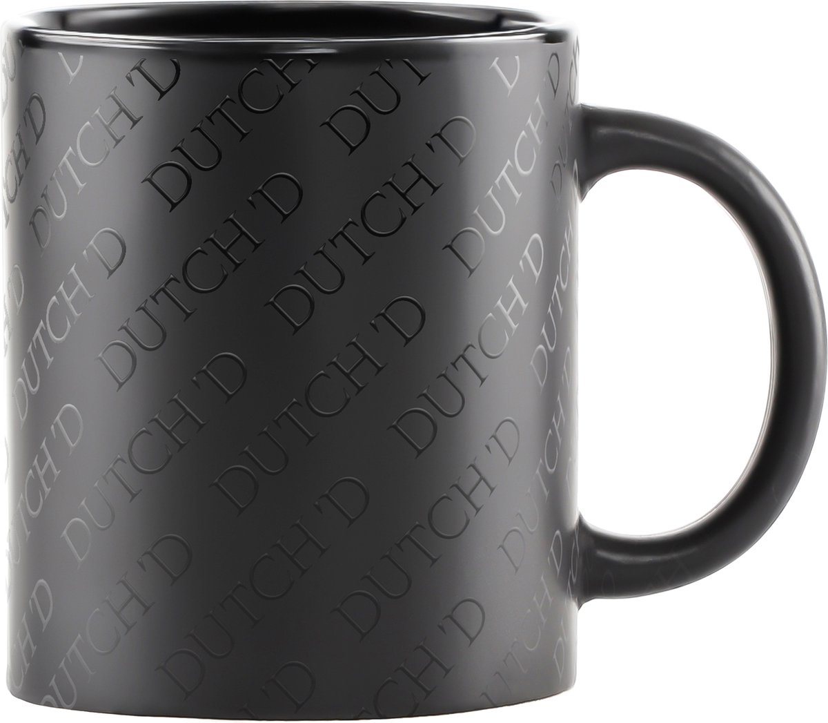 Dutch'D ® - Koffiemok - Theemok - Logo Patroon - 350ML - Vaatwasser Bestendig - Luxe Uitstraling - Mok - Beker - Tas - Verjaardagscadeau - Zwart - Mat - Kop - Kopje