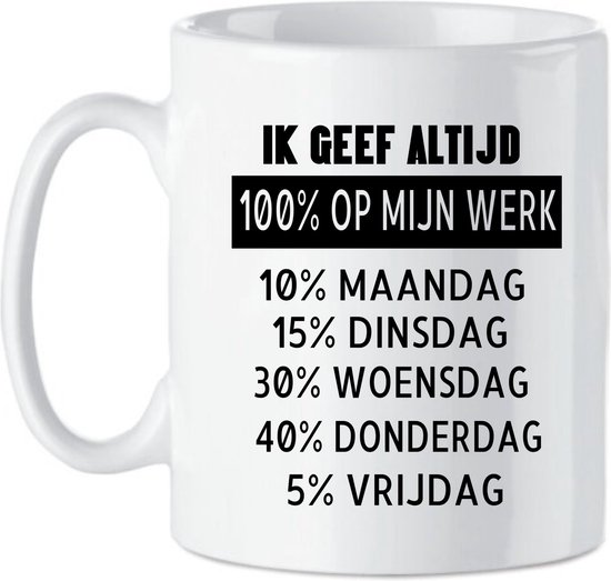 je me donne à 100% au travail - humour de bureau Mug