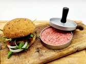 Hamburger Burger Press got BBQ Patties presse à hamburger en aluminium avec revêtement antiadhésif, bien que la poignée soit en plastique argenté