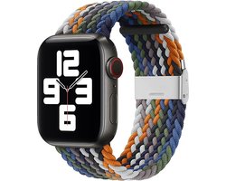Stravo Gevlochten Nylon Bandje - Geschikt voor Apple Watch 46mm (Series 10/11), 45mm (Series 7/8/9), 44mm (Series 4/5/6, SE 1/2/3), 49mm (Ultra 1/2/3) - Verstelbaar elastisch Apple Watch bandje met gesp - Mix kleuren A