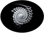 Dibond Ovaal - Zwart - Wit - Lijnen - Vorm - Rondje - 108x81 cm Foto op Ovaal (Met Ophangsysteem)