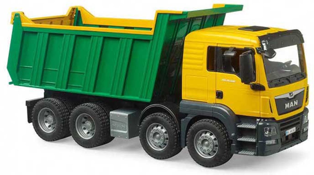 Bruder Set MAN TGA E Pala Gommata FR 130 – Autocarro Ribaltabile E Escavatore In Scala 1:16, Giocattolo Da Esterno