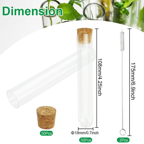 50 stuks laboratorium plastic reageerbuis 15 ml met kurk 15x150 mm