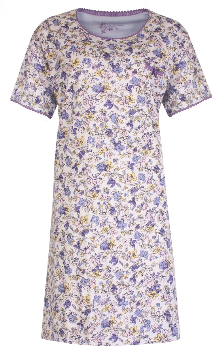 Tenderness Dames Nachthemd - Katoen - Gebloemd - Licht Blauw