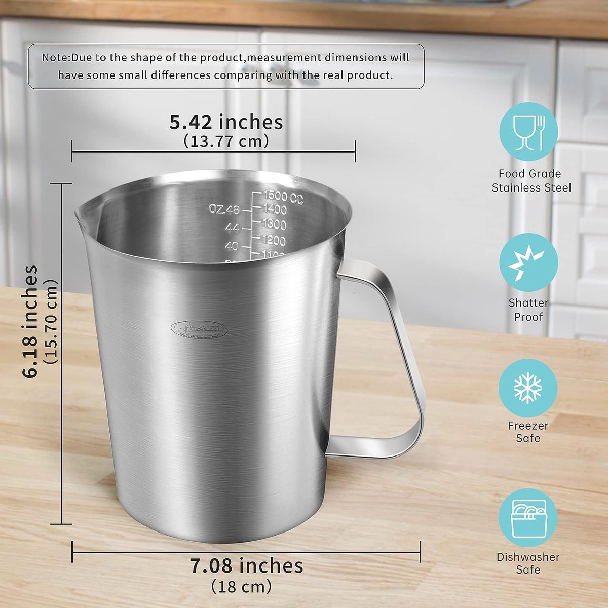 Pot à Lait en Acier Inox avec Poignée - 500 ml - Avec Lignes de Mesure -  Lavable au lave-vaisselle - Accessoire pour Barista : : Cuisine et  Maison