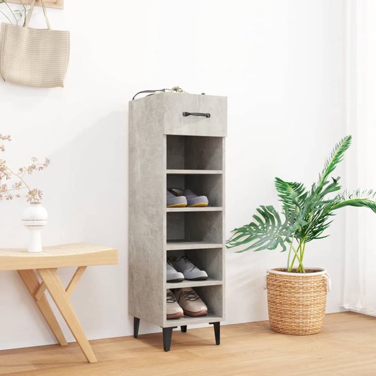vidaXL Schoenenkast 40x36x105 cm bewerkt hout betongrijs