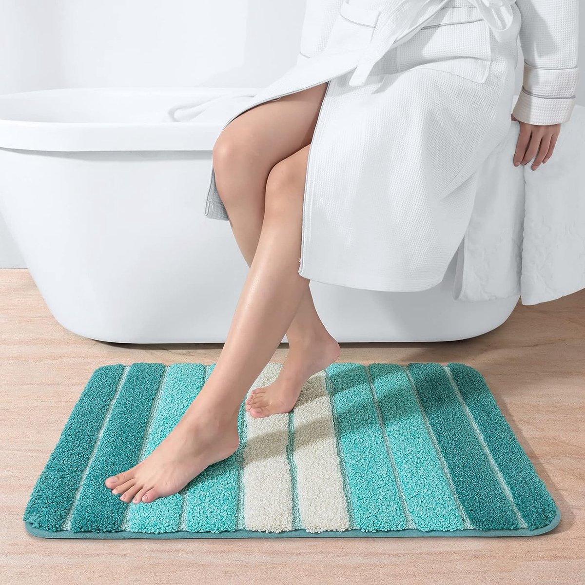 Badmat 60 x 110 cm antislip badkamermat super absorberend water, machinewasbaar, microvezel absorberende badkamermat, turkoois