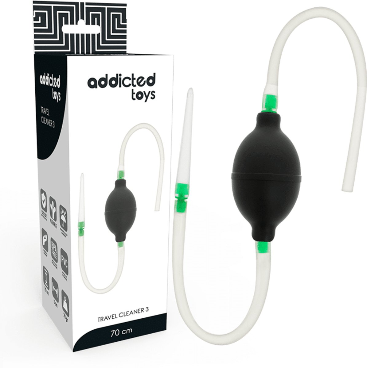 Addicted Toys Black Enema - Anaal Douche - 2-slangen systeem - Transparant - 3-delig