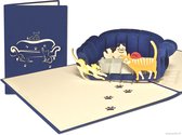 Popcards popupkaarten – Spelende Katten Poezen op Sofa bank Dierendag Verjaardag Felicitatie pop-up kaart 3D wenskaart