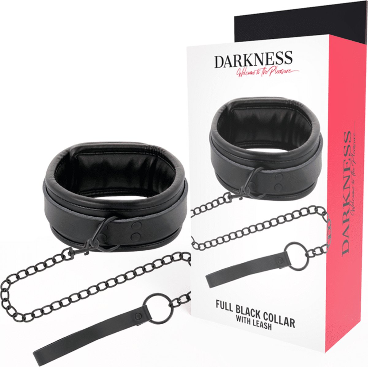 DARKNESS BONDAGE | Darkness Full Black Collar With Leash
