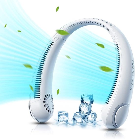 JISULIFE Draagbare nekventilator, oplaadbare handsfree rotorbladloze ventilator, 4000 mAh accugevoede draagbare persoonlijke ventilator, rotorbladloos, hoofdtelefoonontwerp, USB-aangedreven