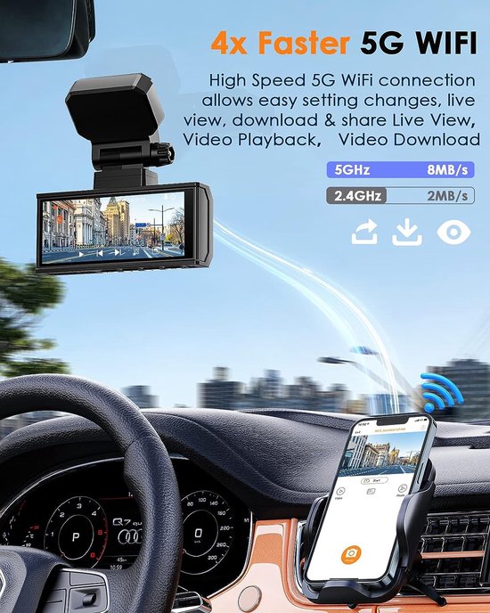 GREENAUTO Wifi-achteruitrijcamera, 5G 1080p HD Auto Achteruitrijcamera Achteruitrijcamera Smartphone Kijkhoek