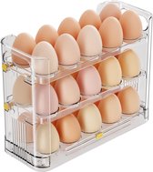 Omkeerbare eierhouders voor de koelkast, 30 doorzichtige eierhouders voor de koelkast, eierhouders voor het werkblad, eieropslag en eierhouder (transparant)