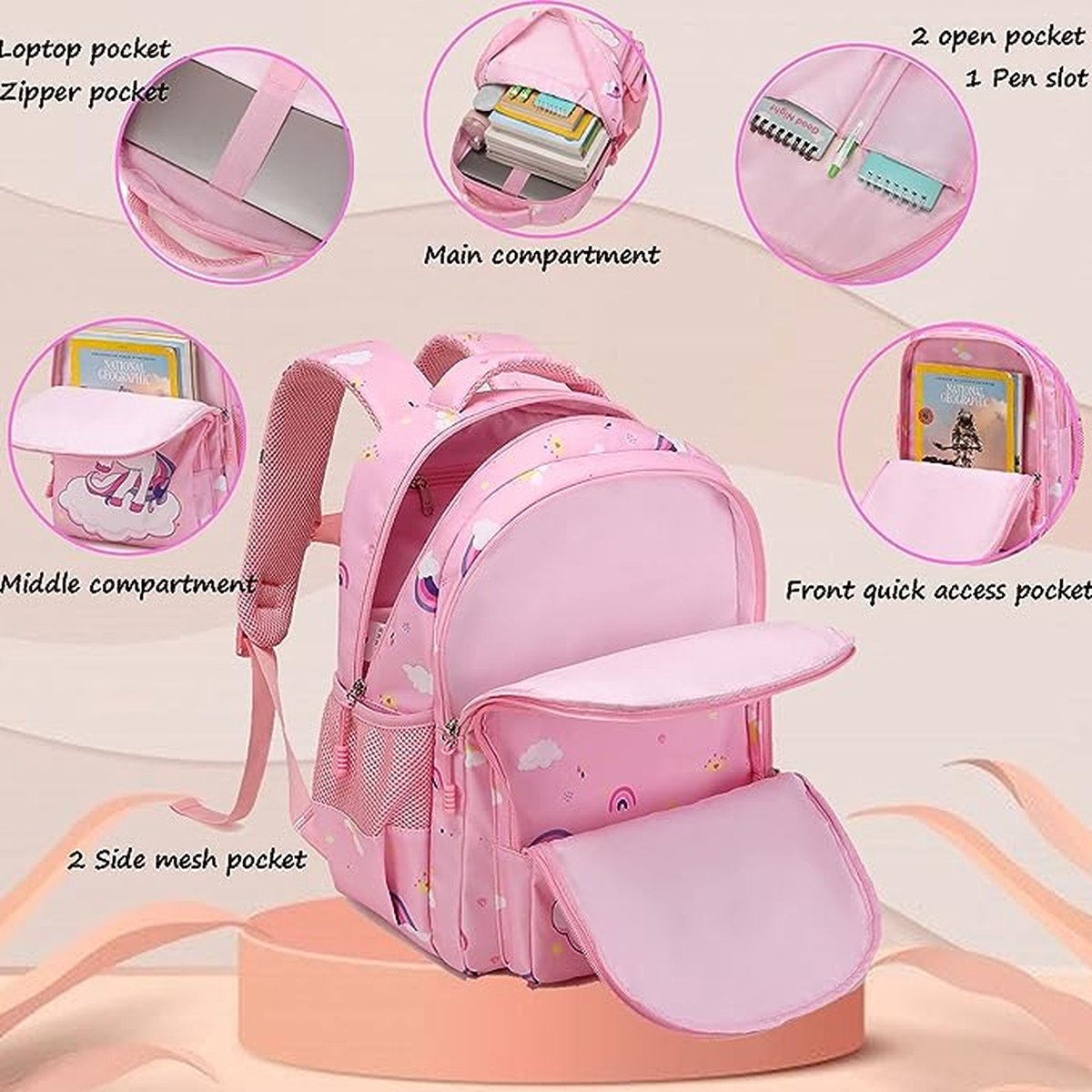 Sac à Dos Enfant Tracteur - Grand Modèle Scolaire Léger Avec Poche à Bouteille - Pour Filles Et Garçons - Dimensions 42x32x18.5 Cm