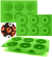 Set van 3 Mini Gugelhupf siliconenvormen, Gugelhupf bakvormen, Gugelhupf siliconenvormen Mini cake siliconen bakvormen met antiaanbaklaag 28x17x3.5cm (groen)