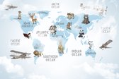 Fotobehang Animals World Map For Kids Wallpaper Design - Vliesbehang - 368 x 280 cm