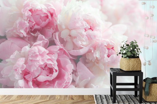 Papier peint photo X 280cm - Papier Peint - Blooming Peonies, Pink, beautiful on the wall, à vendre en 11 tailles, y compris la colle à papier peint