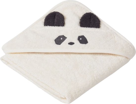Liewood Albert Hooded Baby Towel Panda - Creme de la creme
