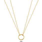 Twice As Nice Halsketting in goudkleurig edelstaal, dubbele ketting, open cirkel 40 cm+5 cm