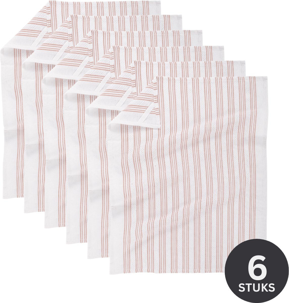 Tiseco Home Studio - Keukenhanddoek BASKET WEAVE - SET/6 - 100% katoen - met ophanglus - ultra-absorberend - sneldrogend- duurzaam materiaal - 50x70 cm - Roze