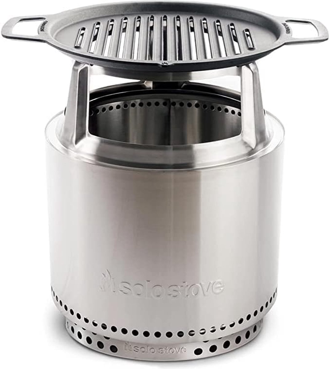 Solo Stove Bonfire Gietijzeren Grillset 2.0 | inclusief Rookvrije Vuurplaats mét Standaard, Gietijzeren Grillplaat en Roestvrijstalen Adapter, Houtverbranding, Uitneembare aslade, 63 x 44,5 cm, 19,6kg