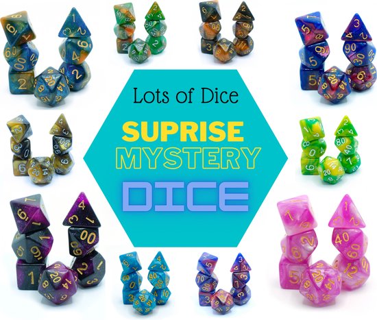 Dés Polyset Mystère | Dés - Set De 7 Pièces | Pour D&D et autres Jeux de rôle | Set Surprise Set Surprise | Set de Dés en plastique pour Dungeons and Dragons | Set de dés polyédriques | Plus sac de dés