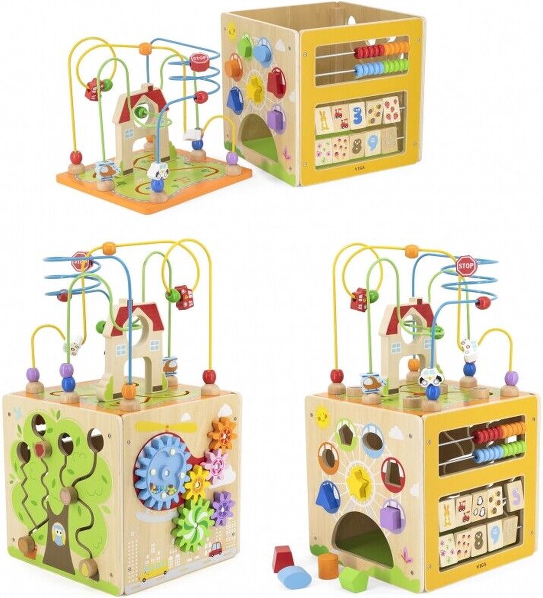 TrueForYou - Montessori 6-en-1 Moteur Cube Bébé Jouet Bois speelgoed Bébé  Noeuds