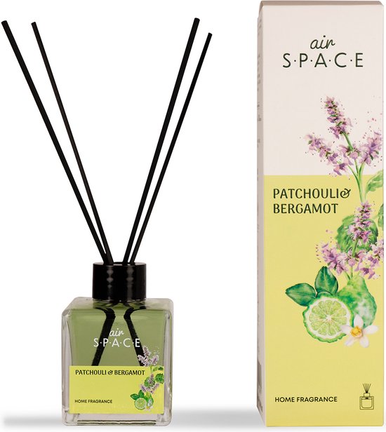 Air Space - Parfum - Geurstokjes - Huisgeur - Huisparfum - Patchouli & Bergamot - Vierkant - 100ml