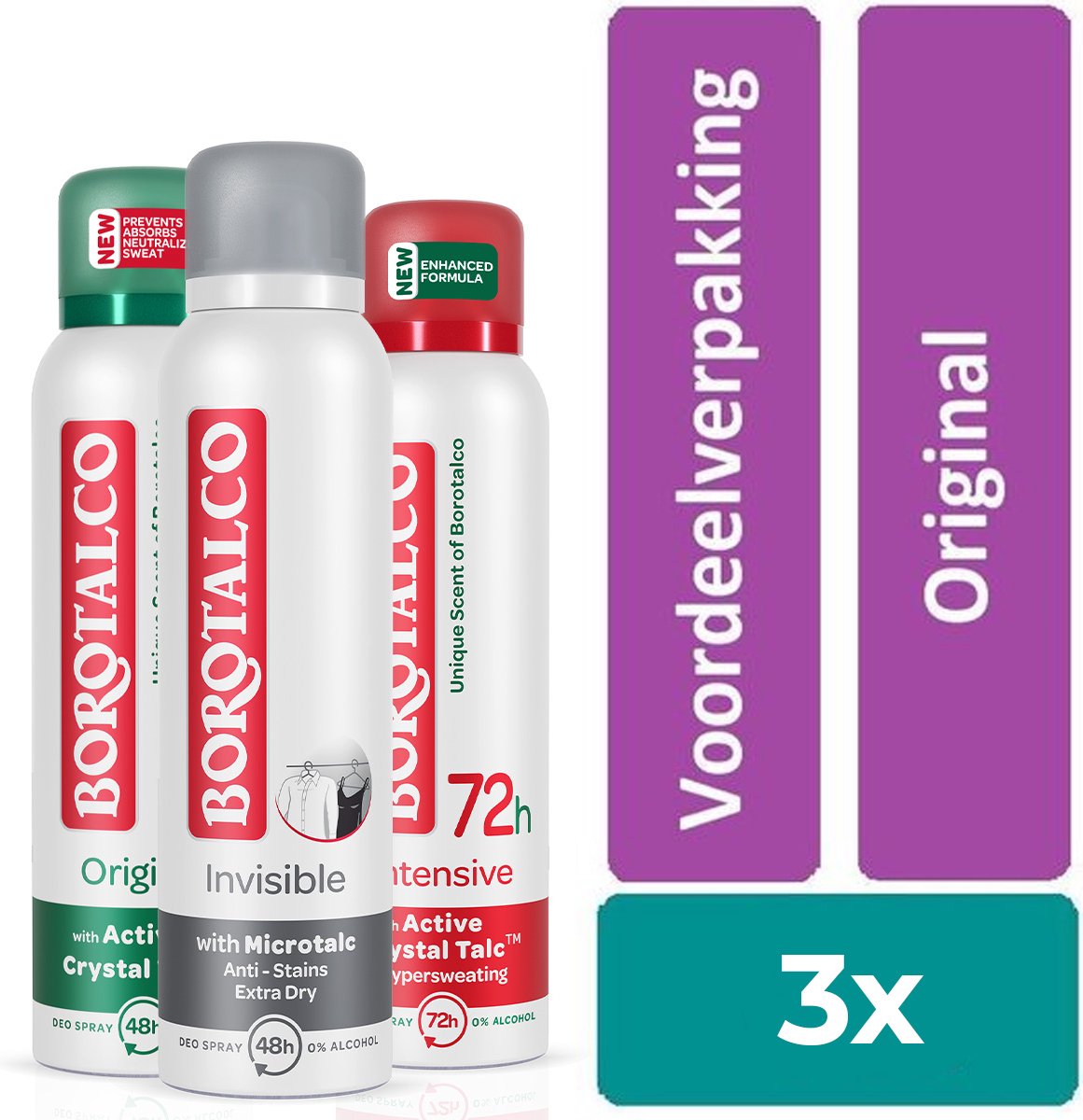 Bol.com Borotalco - Deodorant - Try Out - 3 x 150ml - voordeelverpakking aanbieding