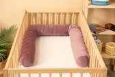 Sensillo Baby - Bed Bumper Roller Velvet - Oud Roze - 200 cm - 15 cm diameter - Boxrand - Bedbumper - Stoorand - Boxomrander