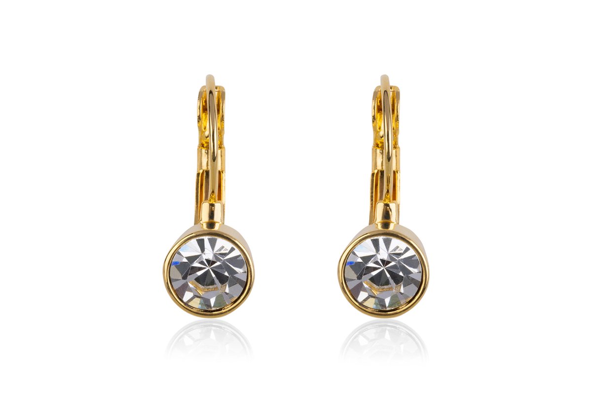 Di Lusso - Oorhangers Bony - Hoogwaardig messing - Gold plated - Zirkonia