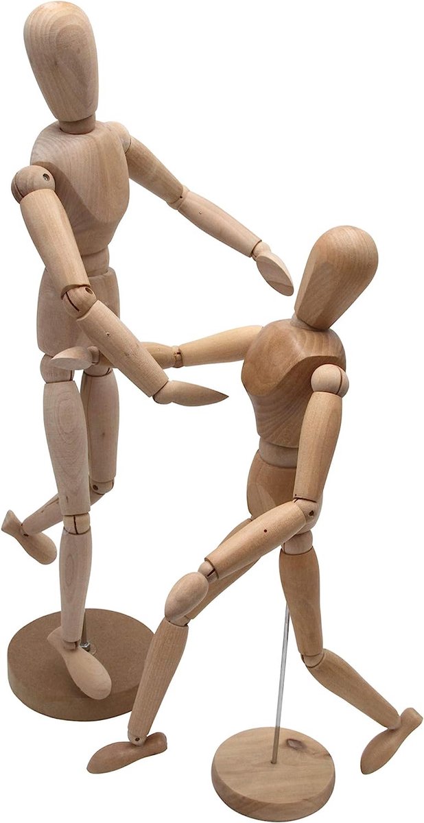Paintersisters Gelede Pop – 20 Cm – Magnetisch – Met Bal – FSC-hout – Voor Tekenaars, Schilders En Modelstudie