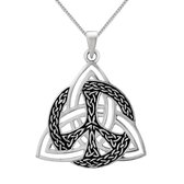 Zilveren ketting dames | Zilveren ketting met hanger, triquetra en peace teken