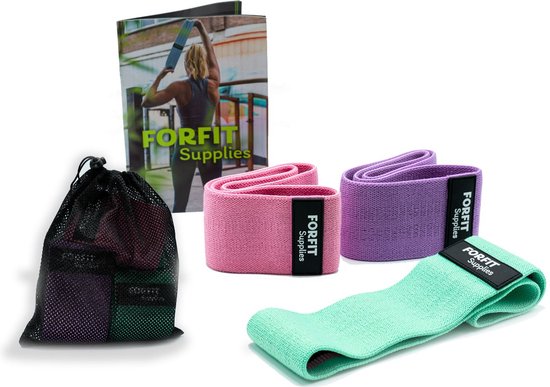 FORFIT Resistance bands - Inclusief Oefenboek - 23 oefeningen - Set ...