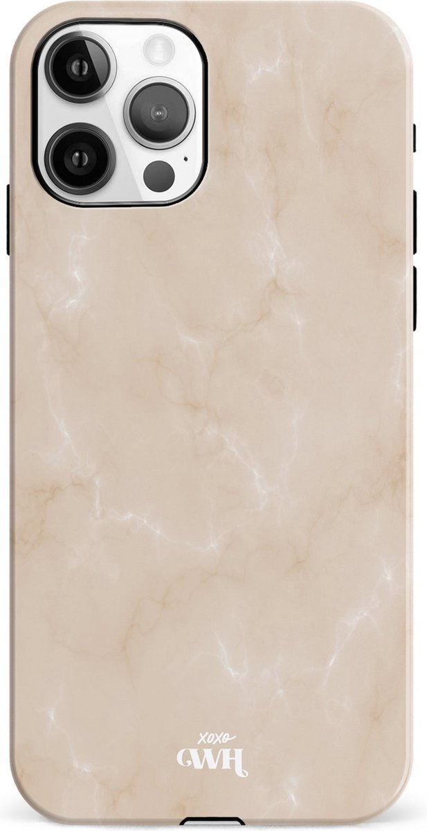 Marble Nude Vibes - Single Layer - Hardcase hoesje geschikt voor iPhone 12 Pro hoesje roze - Roze shockproof case geschikt voor Apple iPhone 12 Pro hoesje marmer - Roze